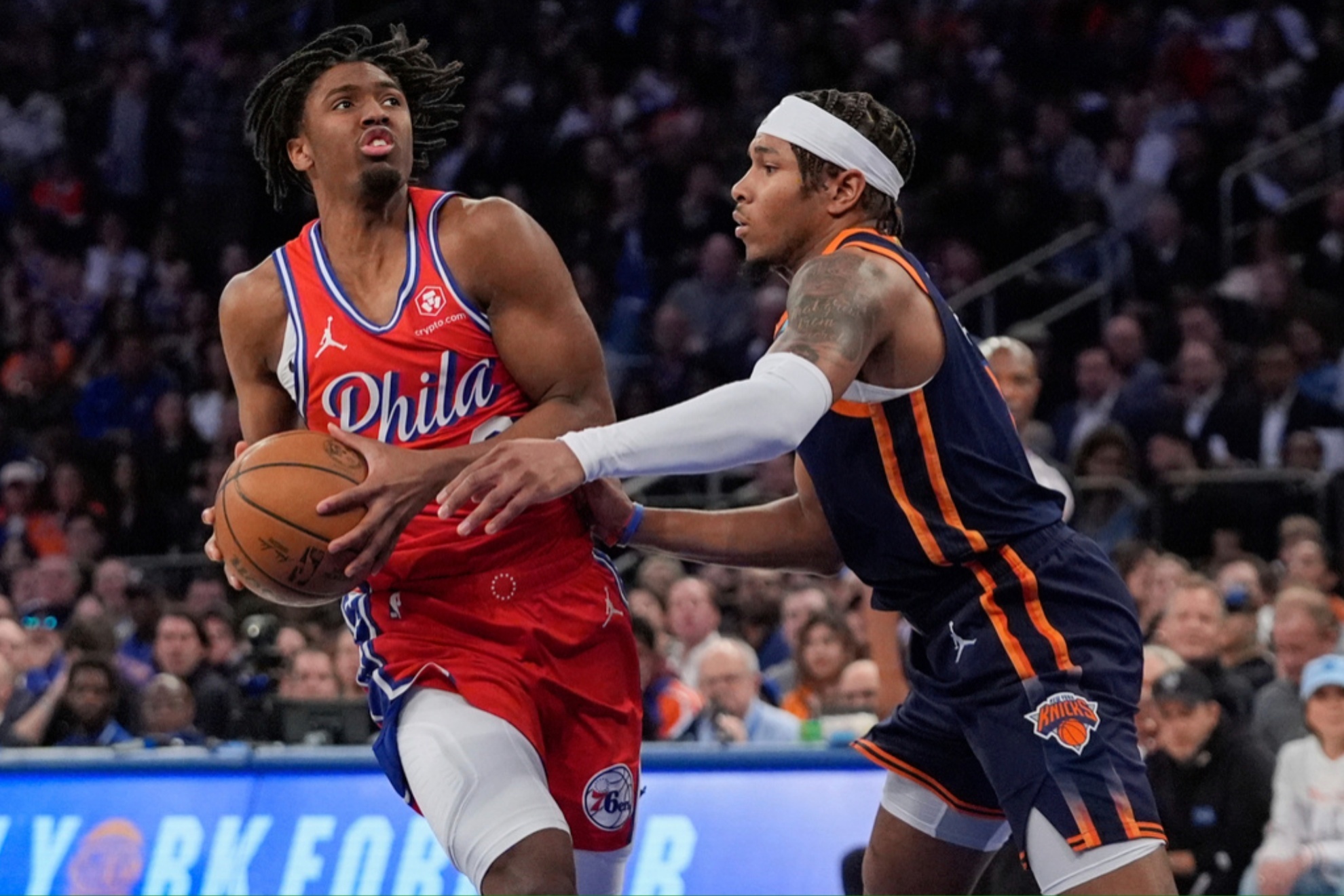 Tyrese Maxey (L) is at the center of the refereeing controversy.