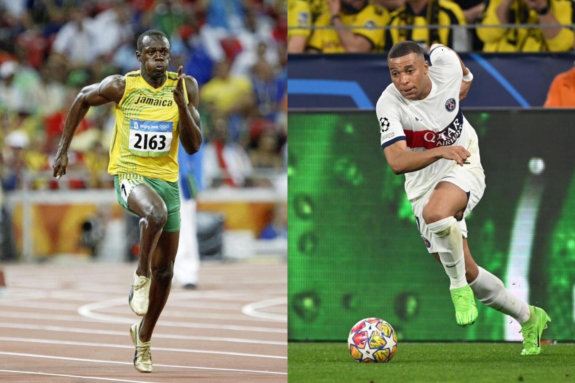 Usain Bolt and Kylian Mbappe