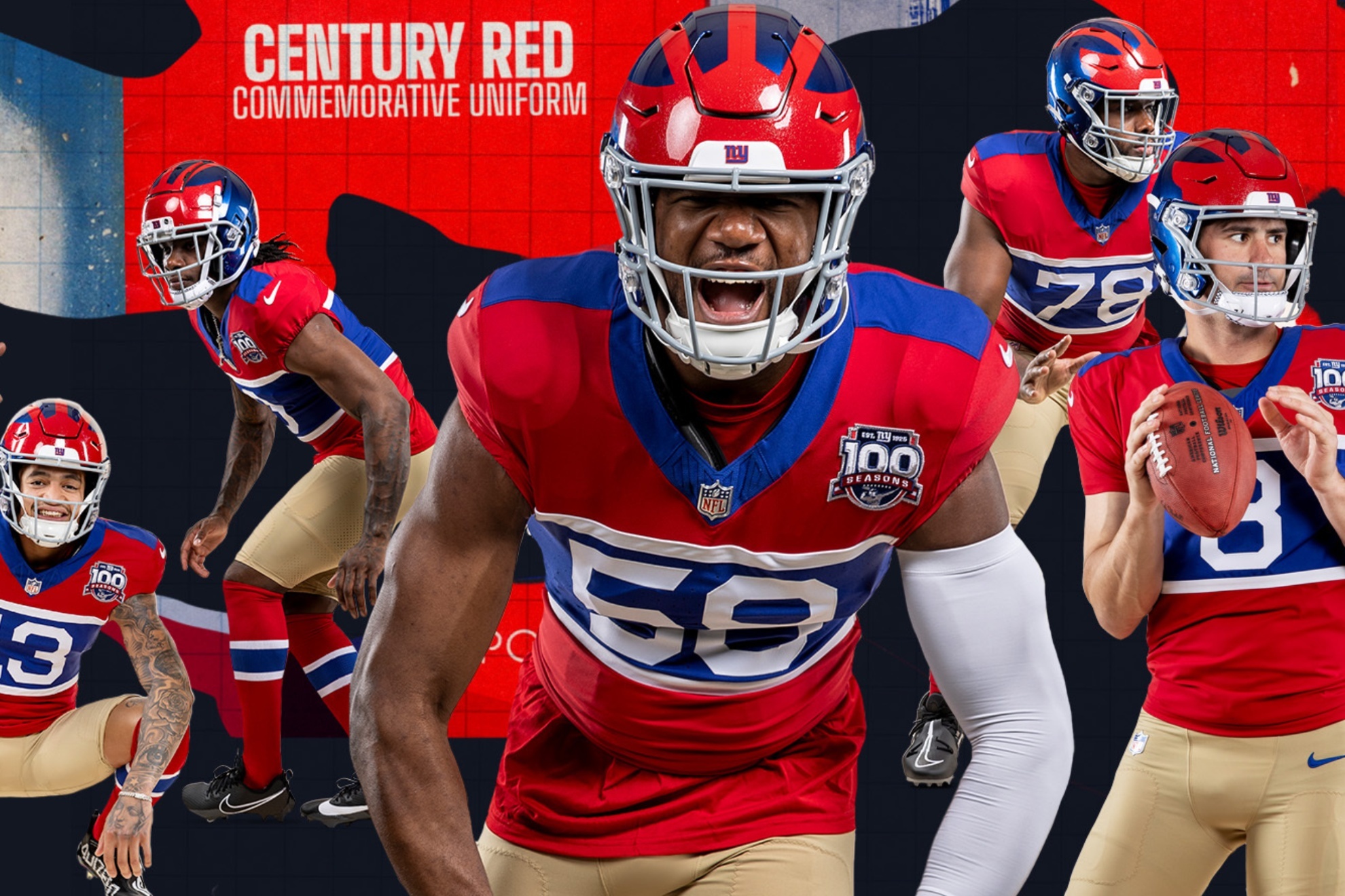 The New York Giants will wear their Century Red throwback uniforms twice this season