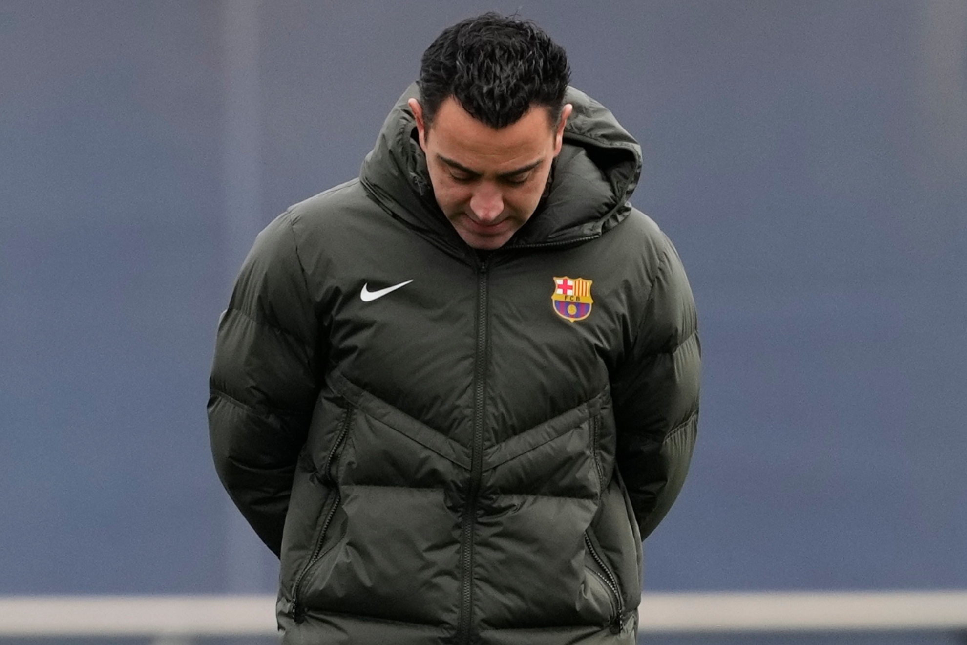 Xavi Hern�ndez during a training session