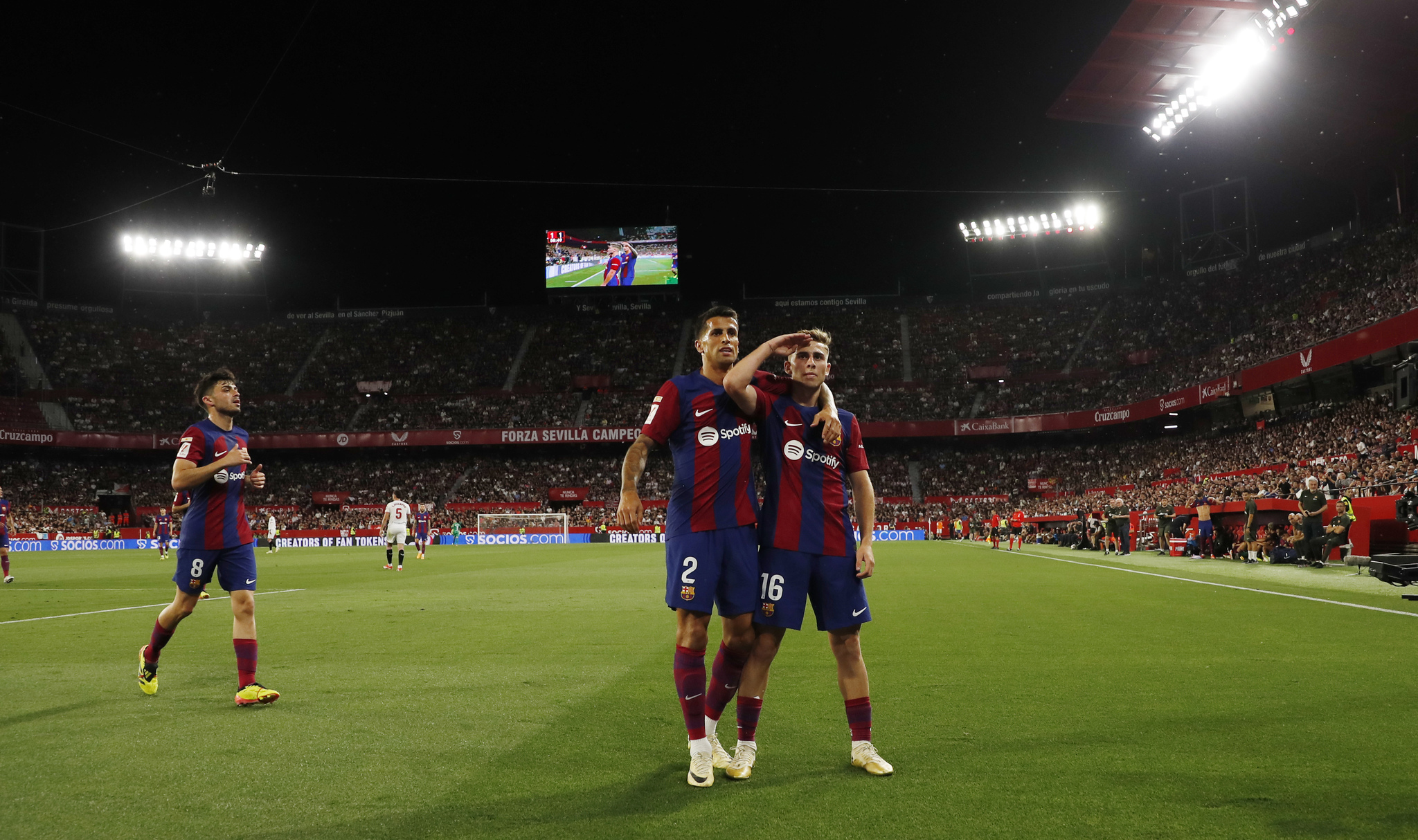 Fermin Lopez celebrates after giving Barcelona the lead