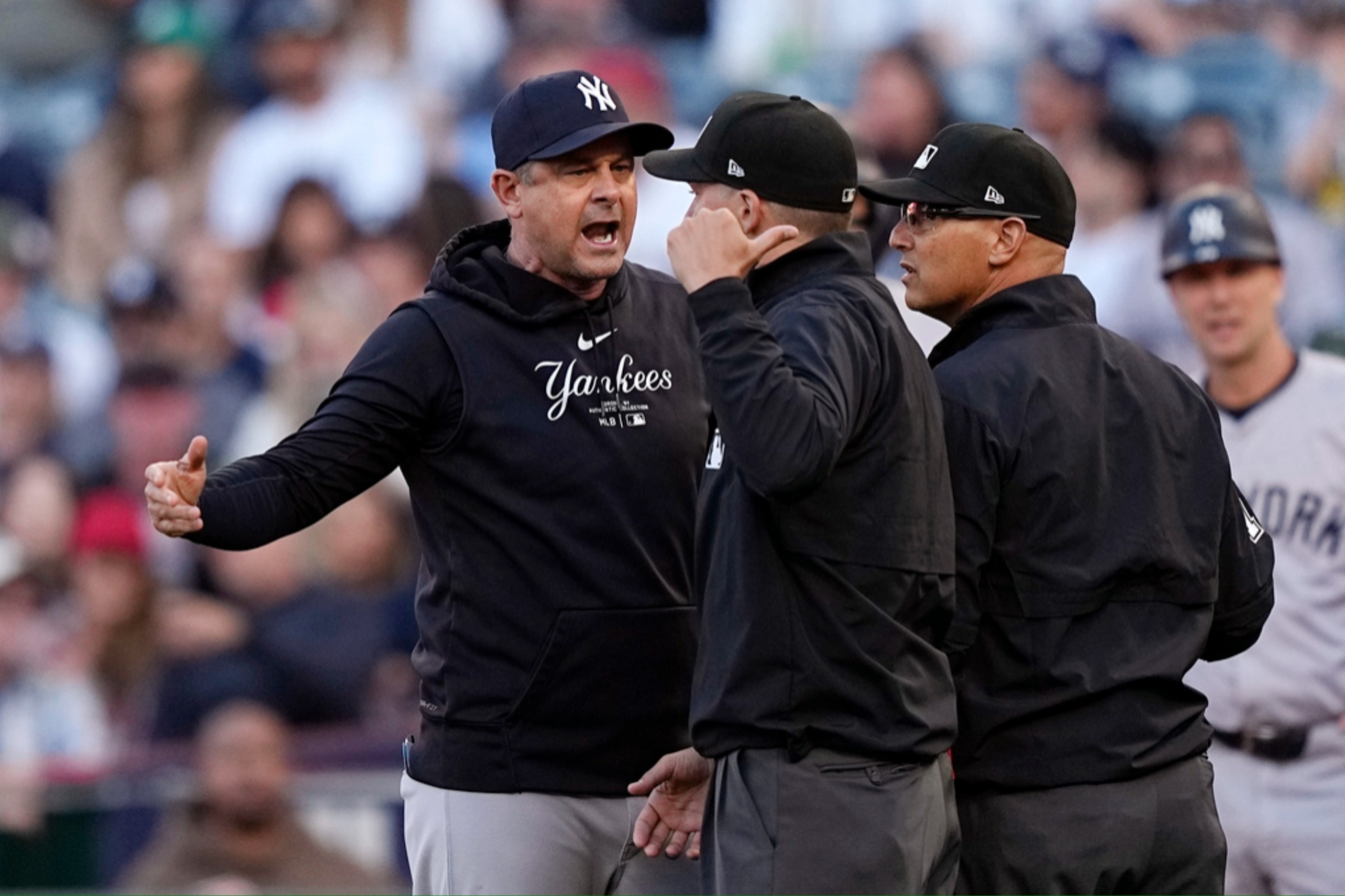 New York Yankees manager Aaron Boone got ejected on Wednesday