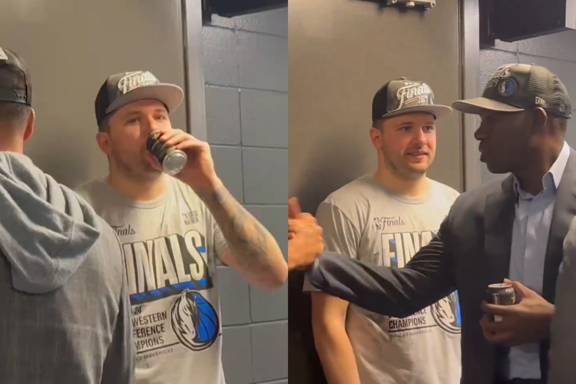 The MVP! Luka Doncic was drinking a beer with his father after the game but Michael Finley stopped him