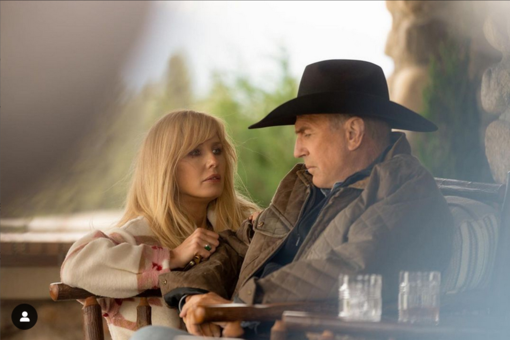 Kelly Reilly (L) and Kevin Costner in a scene of Yellowstone.