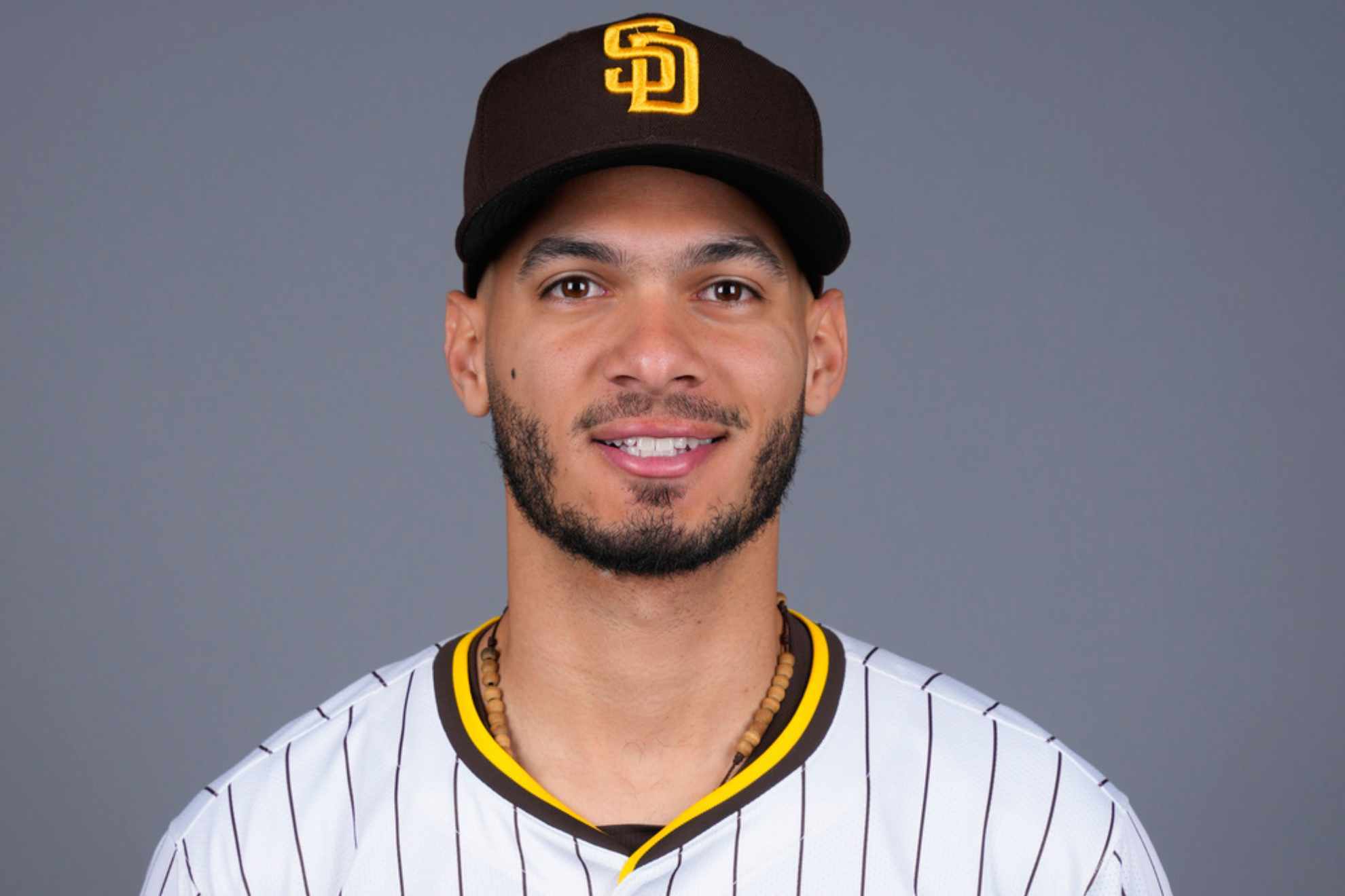 San Diego Padres baseball infielder Tucupita Marcano poses for a photo /