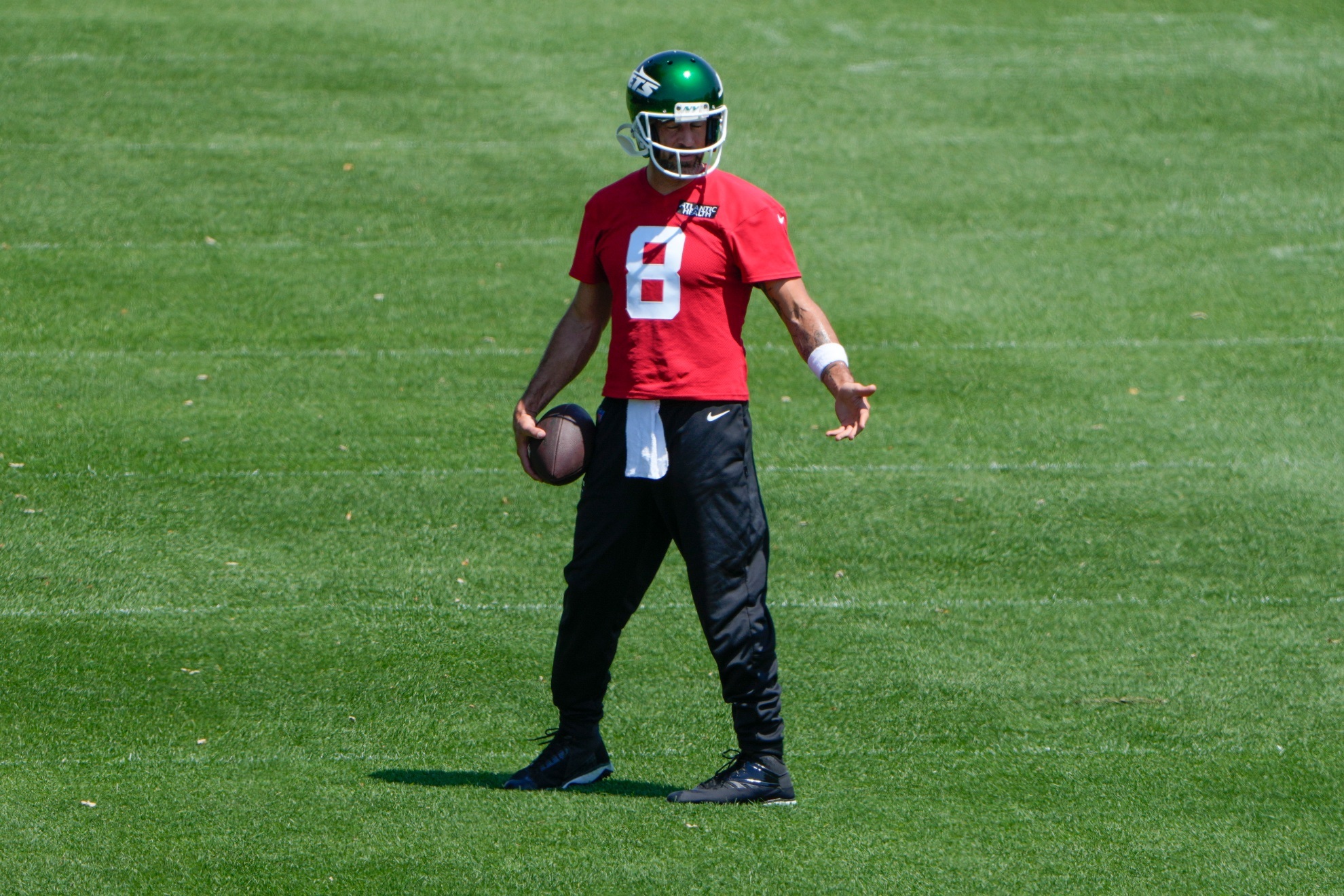 Aaron Rodgers during practice.