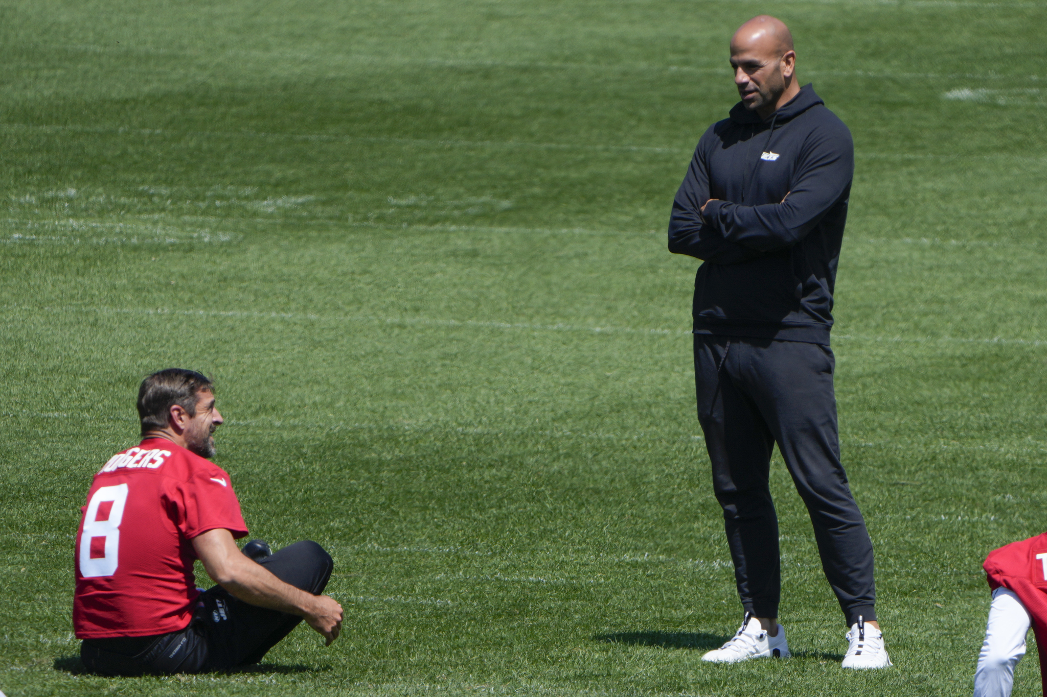 Aaron Rodgers and Robert Saleh