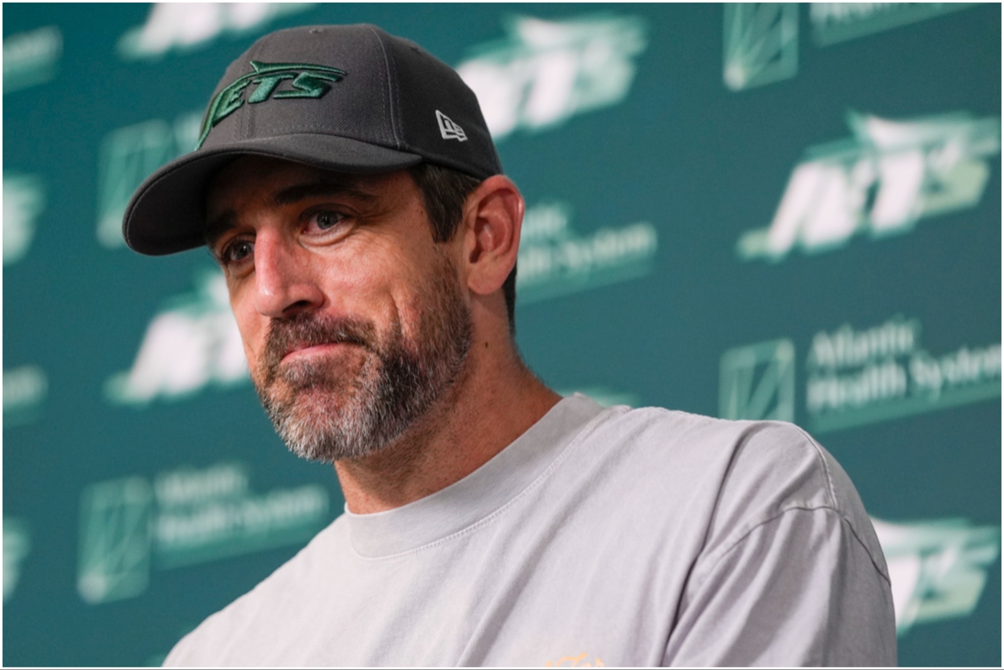 New York Jets star quarterback Aaron Rodgers.