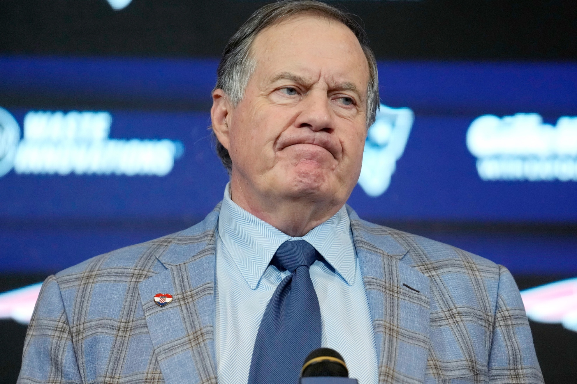 FILE - Former New England Patriots head coach Bill Belichick faces reporters during an NFL football news conference, Thursday, Jan. 11, 2024, in Foxborough, Mass., to announce that he has agreed to part ways with the team. (AP Photo/Steven Senne, File)