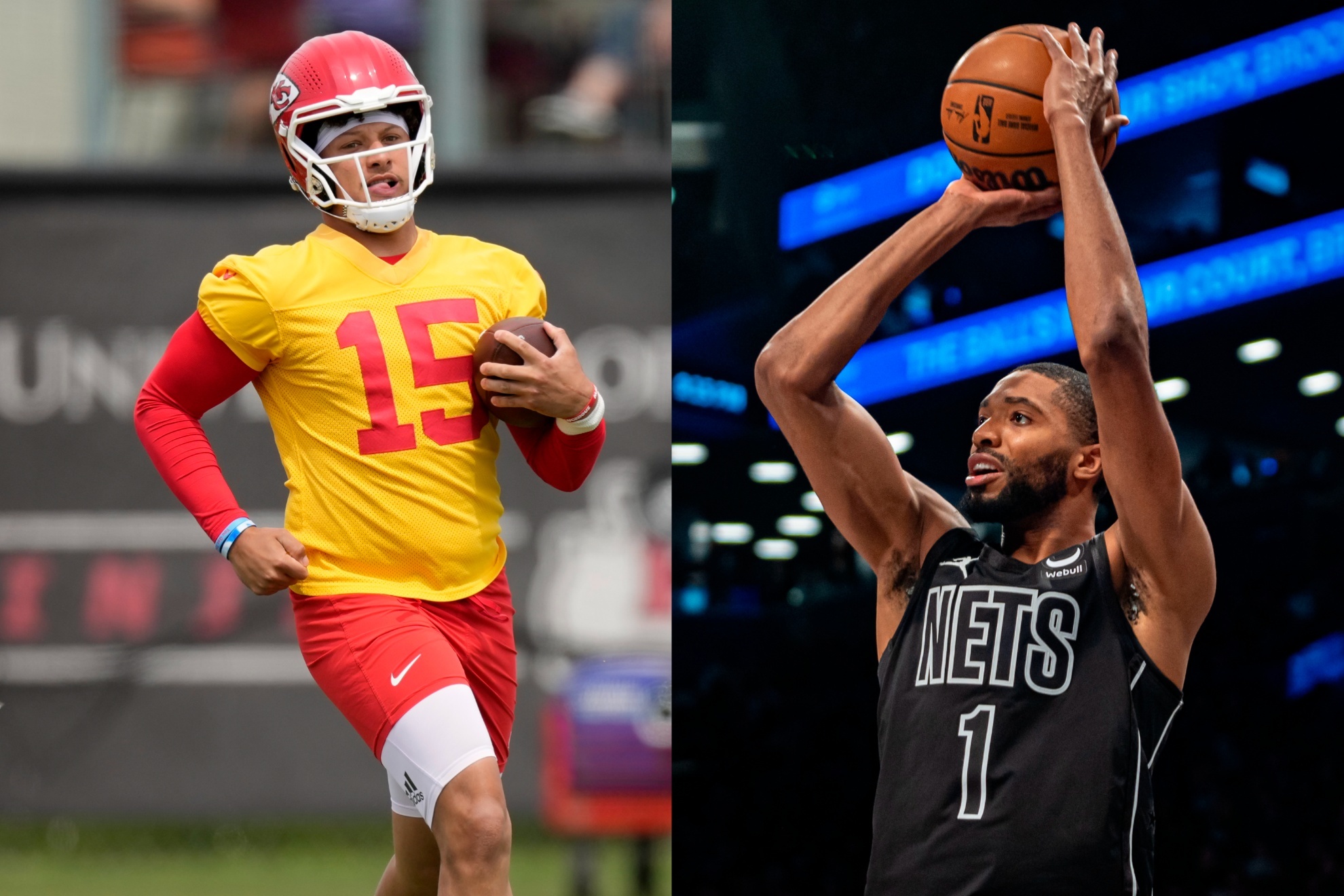 Mikal Bridges and Patrick Mahomes mashup image