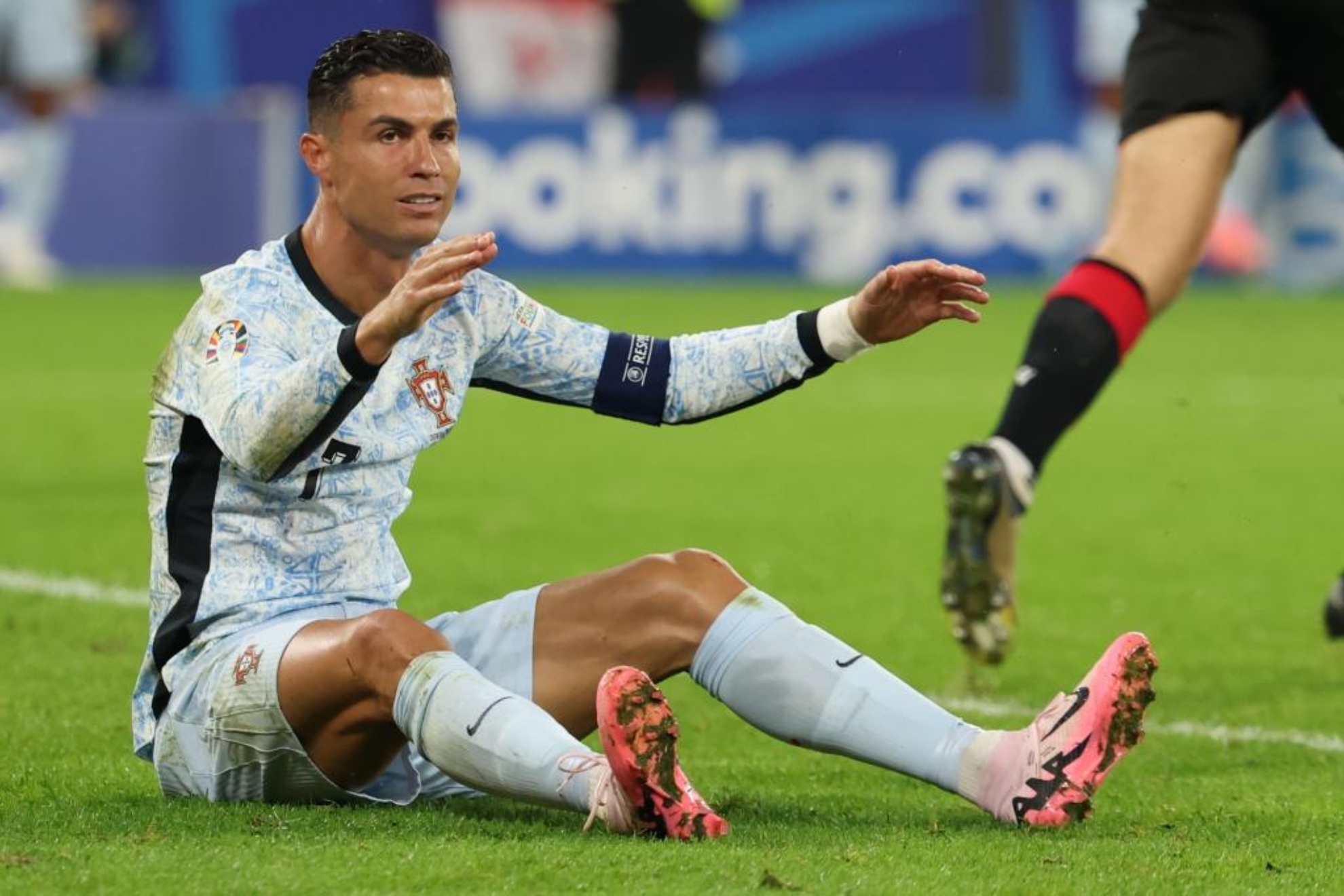 Cristiano Ronaldo  reacts during the UEFA EURO 2024 soccer match between Georgia and Portugal