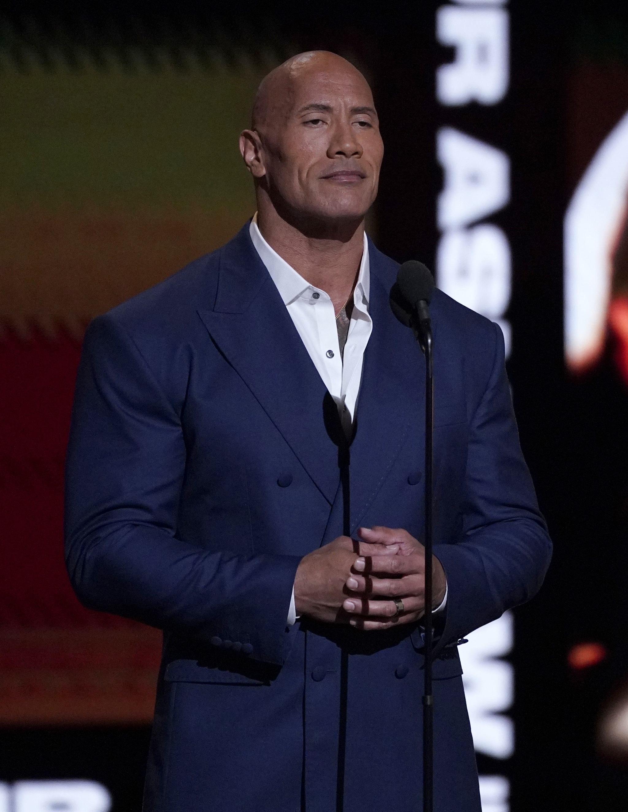 Dwayne The Rock Johnson accepts the Arthur Ashe award for courage