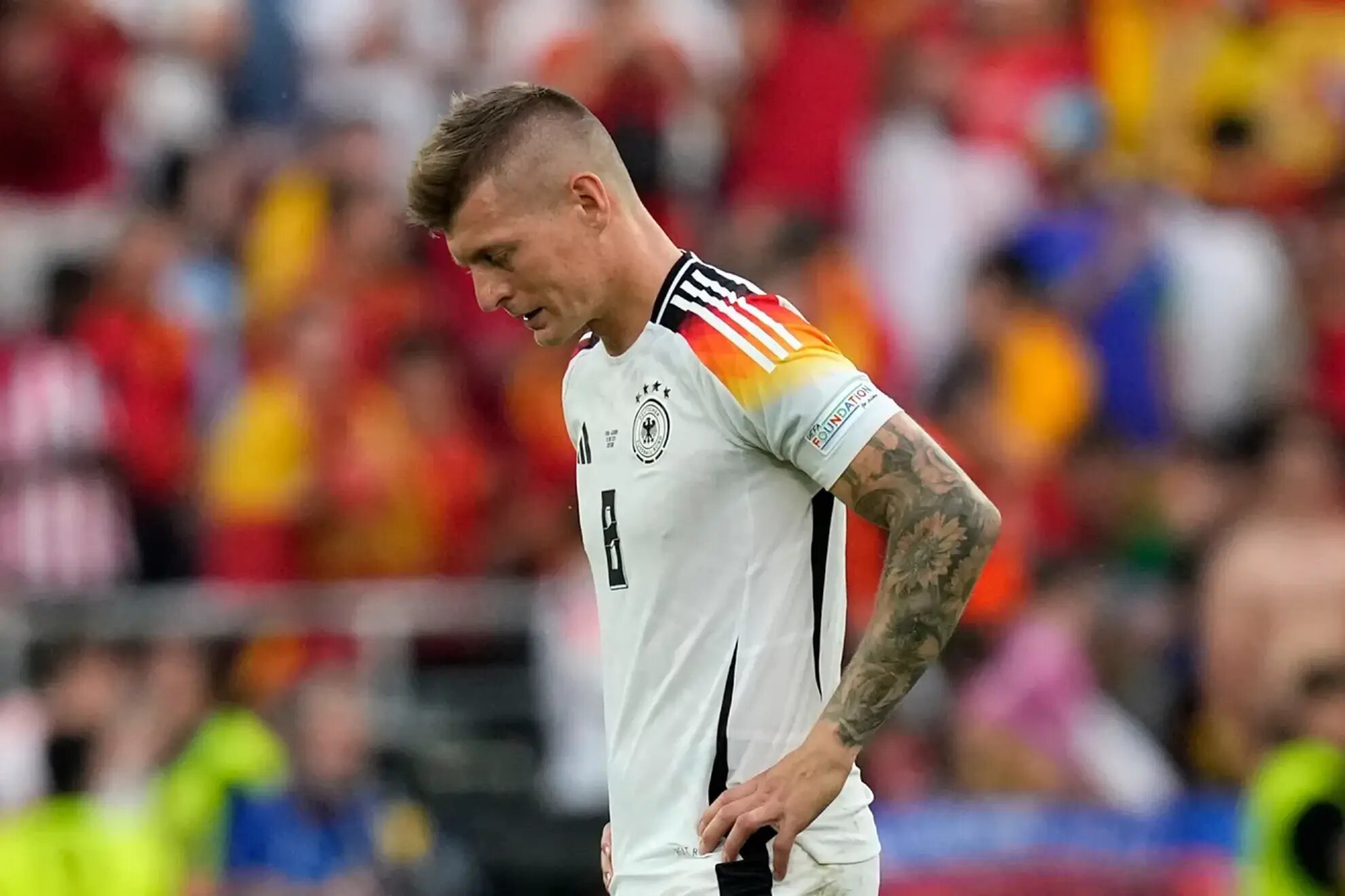 Toni Kroos, disappointed after the Mannschafts loss to Spain at Euro 2024.