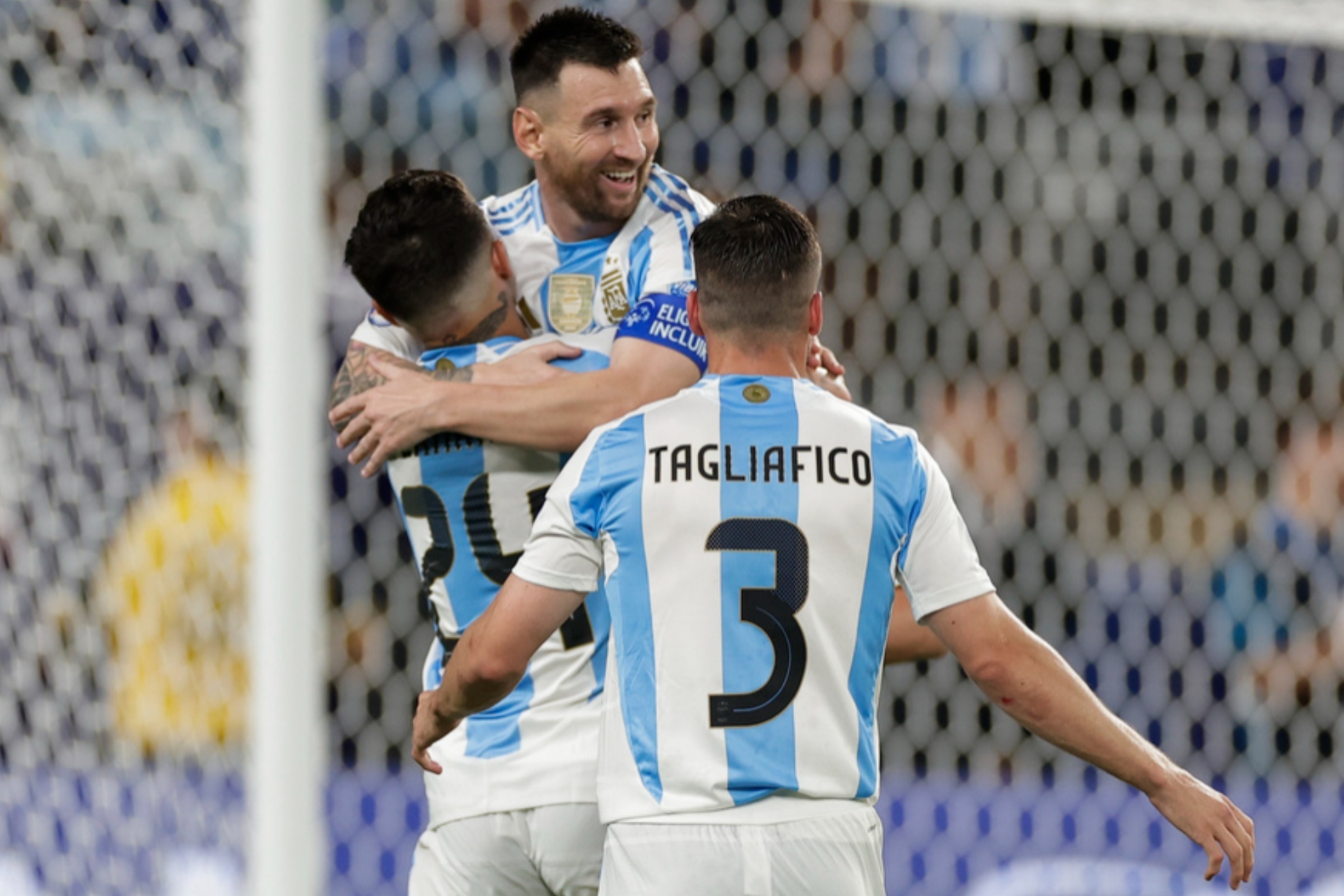 Lionel Messi celebrates his goal for Argentina in the Copa America semfinal against Canada