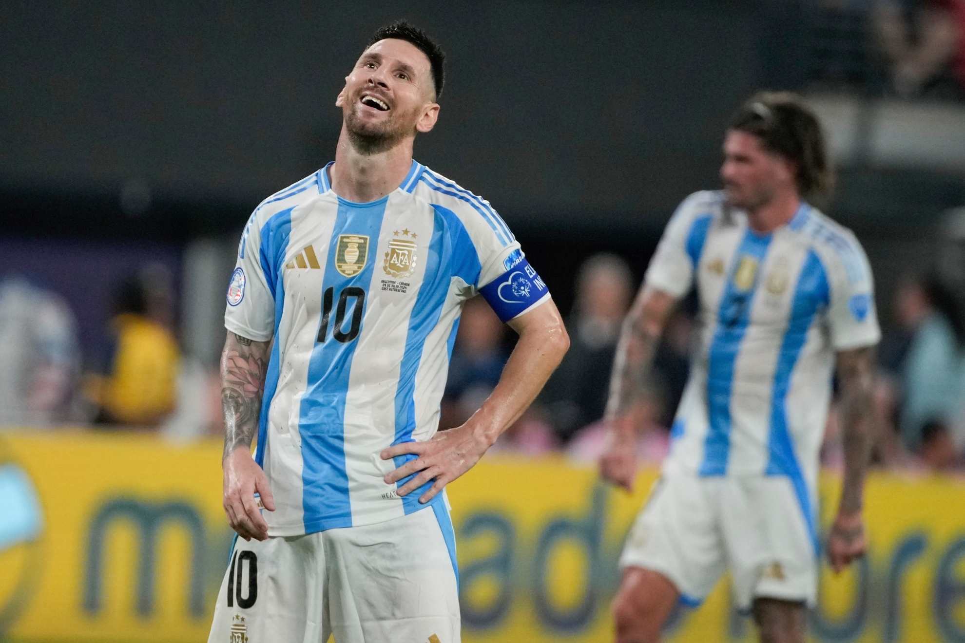 Argentinas Lionel Messi playing during a Copa America semifinal soccer match against Canada