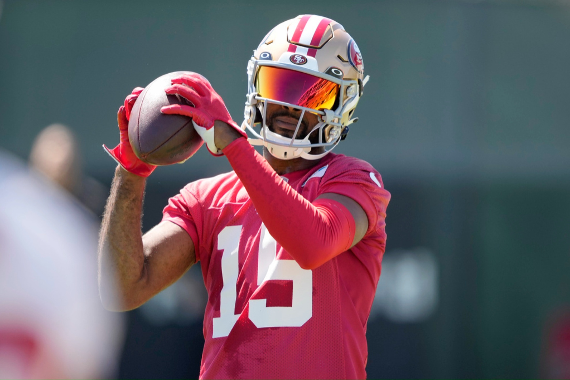 San Francisco 49ers wide receiver Jauan Jennings during football practice in Santa Clara