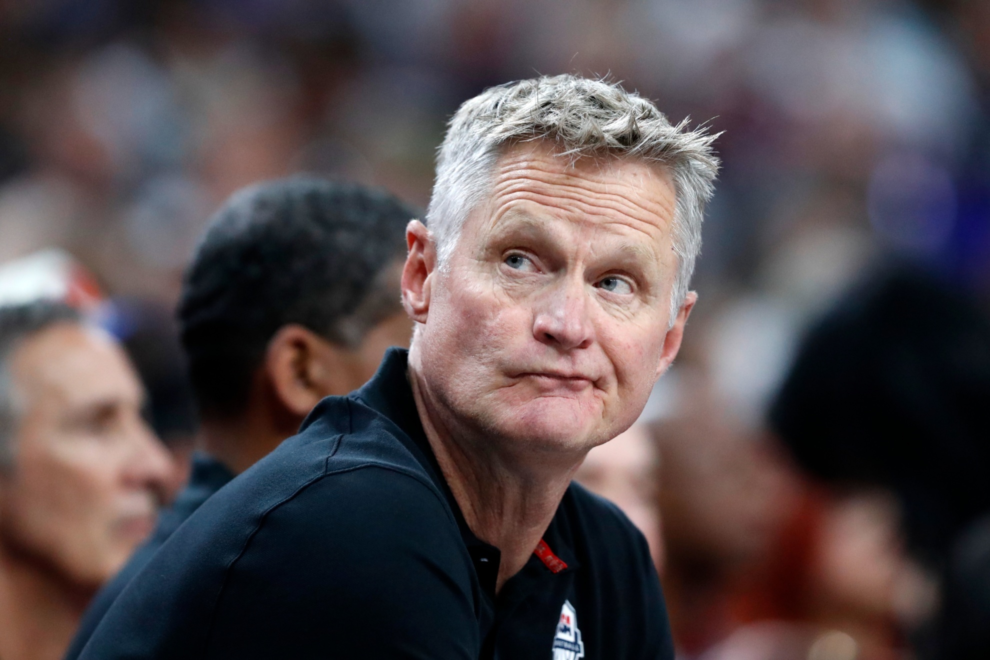 United States head coach Steve Kerr watches during the first half of an exhibition basketball game between the United States and Canada, Wednesday, July 10, 2024, in Las Vegas. (AP Photo/Steve Marcus)