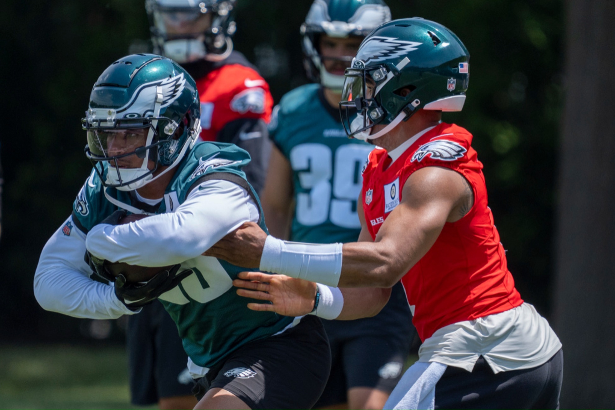 Saquon Barkley during a 2024 offseason practice with the Philadelphia Eagles