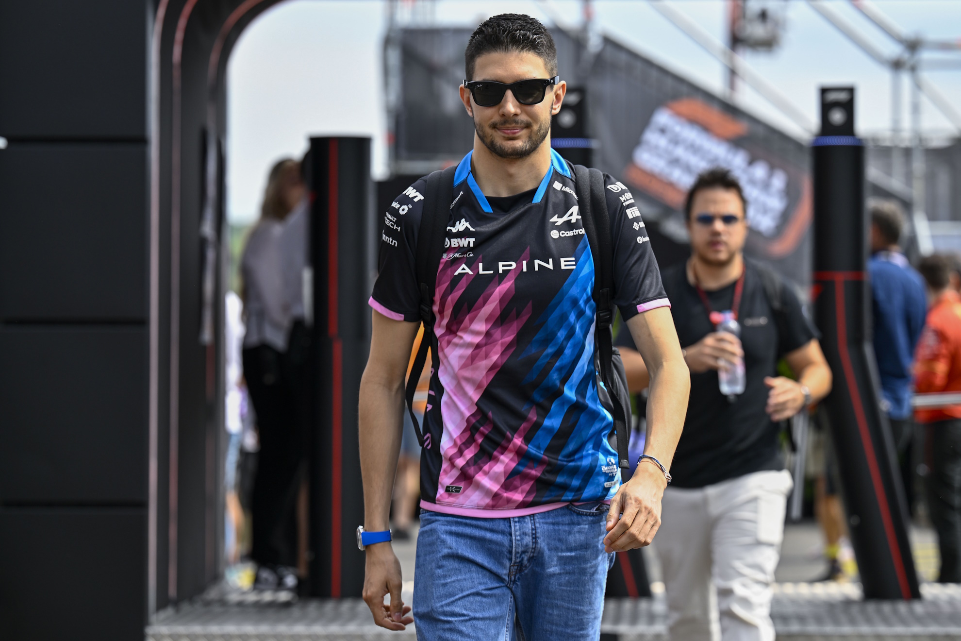 Esteban Ocon Hass Team Alpine France paddock Formula One Hungarian Grand Prix auto race Hungaroring F1