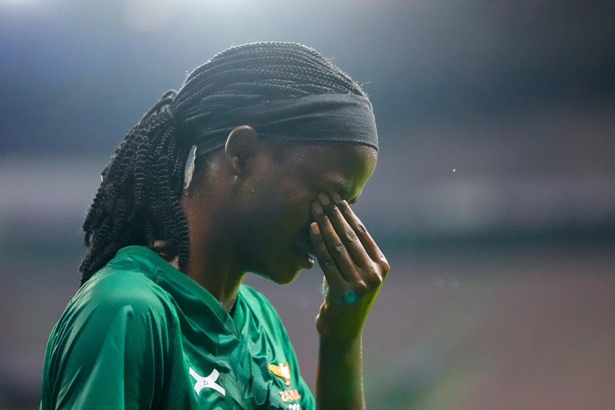 Zambia's Pauline Zulu exits the pitch after being issued a red card by referee Ramon Abatti, of Brazil, during a women's group B match between the United States and Zambia at Nice Stadium at the 2024 Summer Olympics, Thursday, July 25, 2024, in Nice, France.