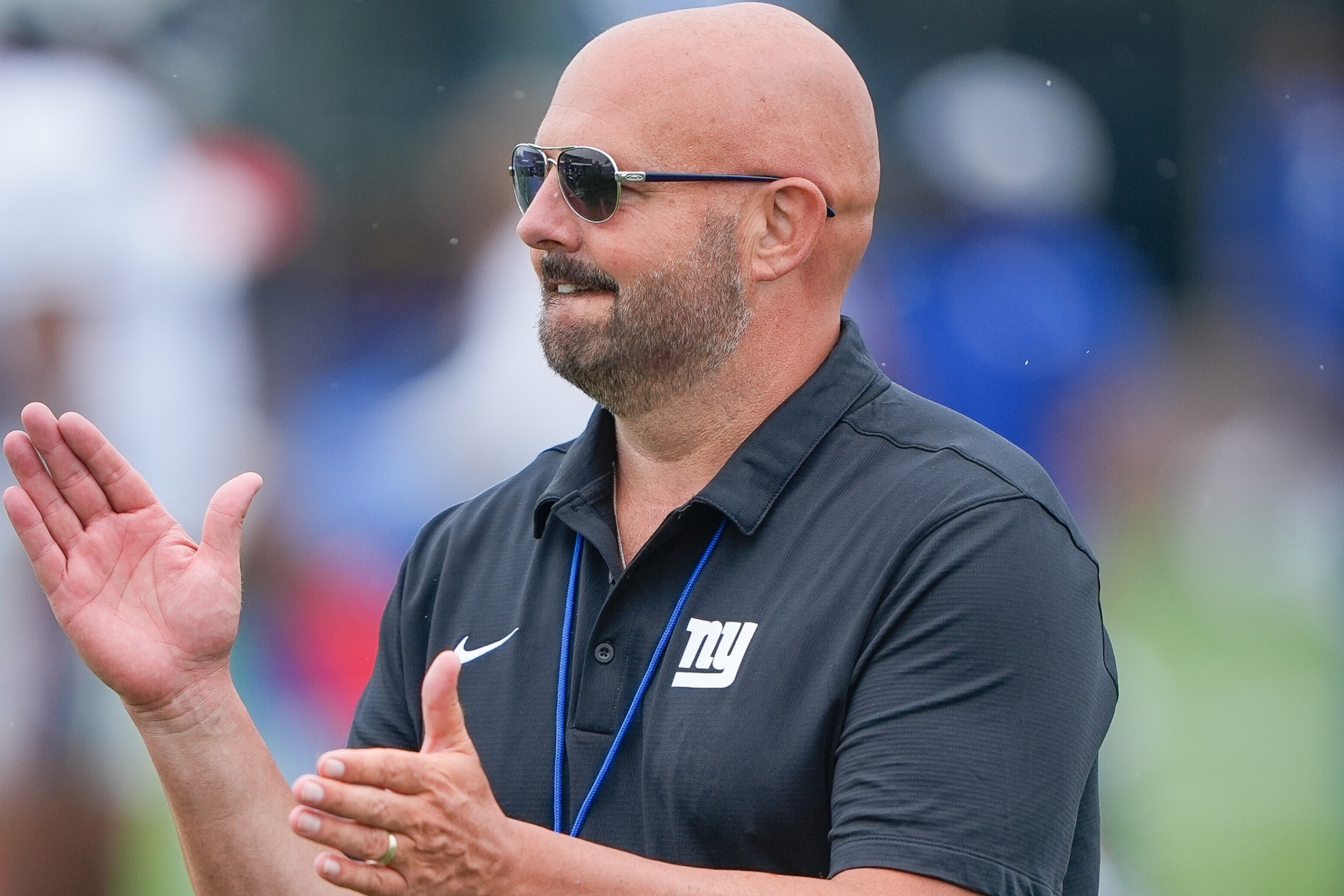 New York Giants head Coach Brian Daboll during NFL football training camp, Wednesday, July 24, 2024, in East Rutherford, N.J. (AP Photo/Bryan Woolston)