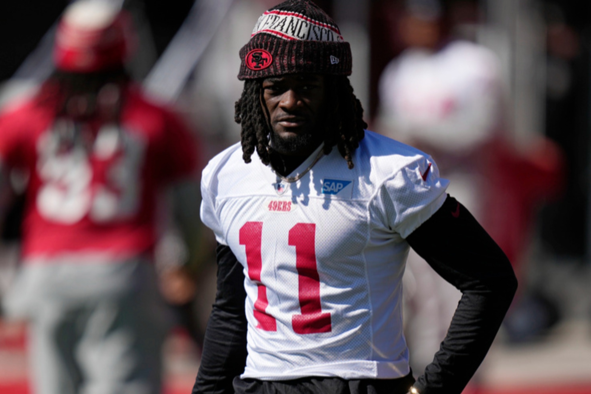 Wide receiver Brandon Aiyuk during a training session with the San Francisco 49ers