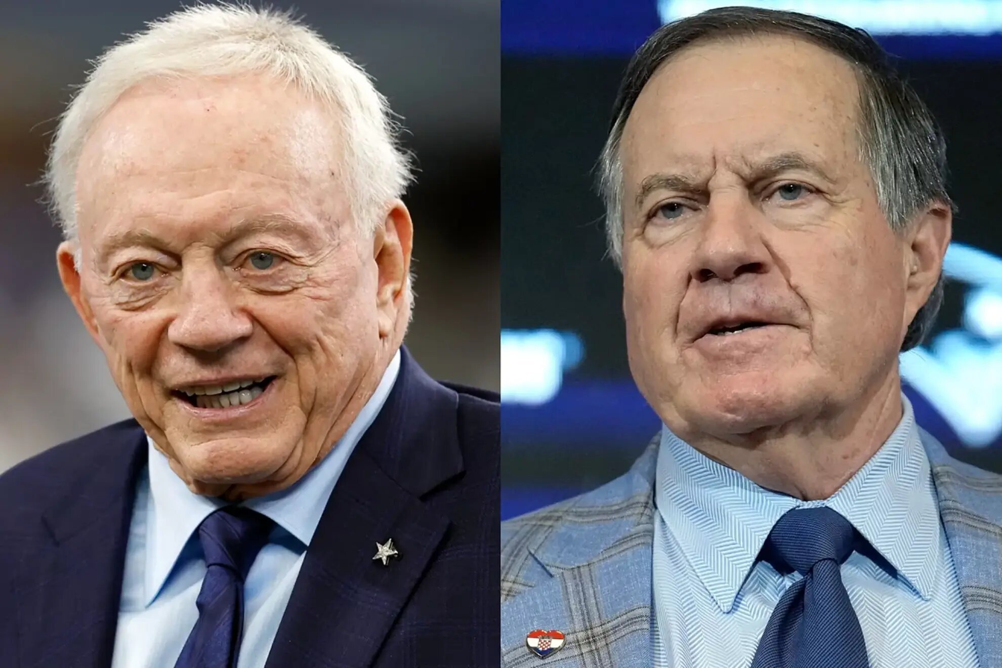 Cowboys owner Jerry Jones and Bill Belichick.