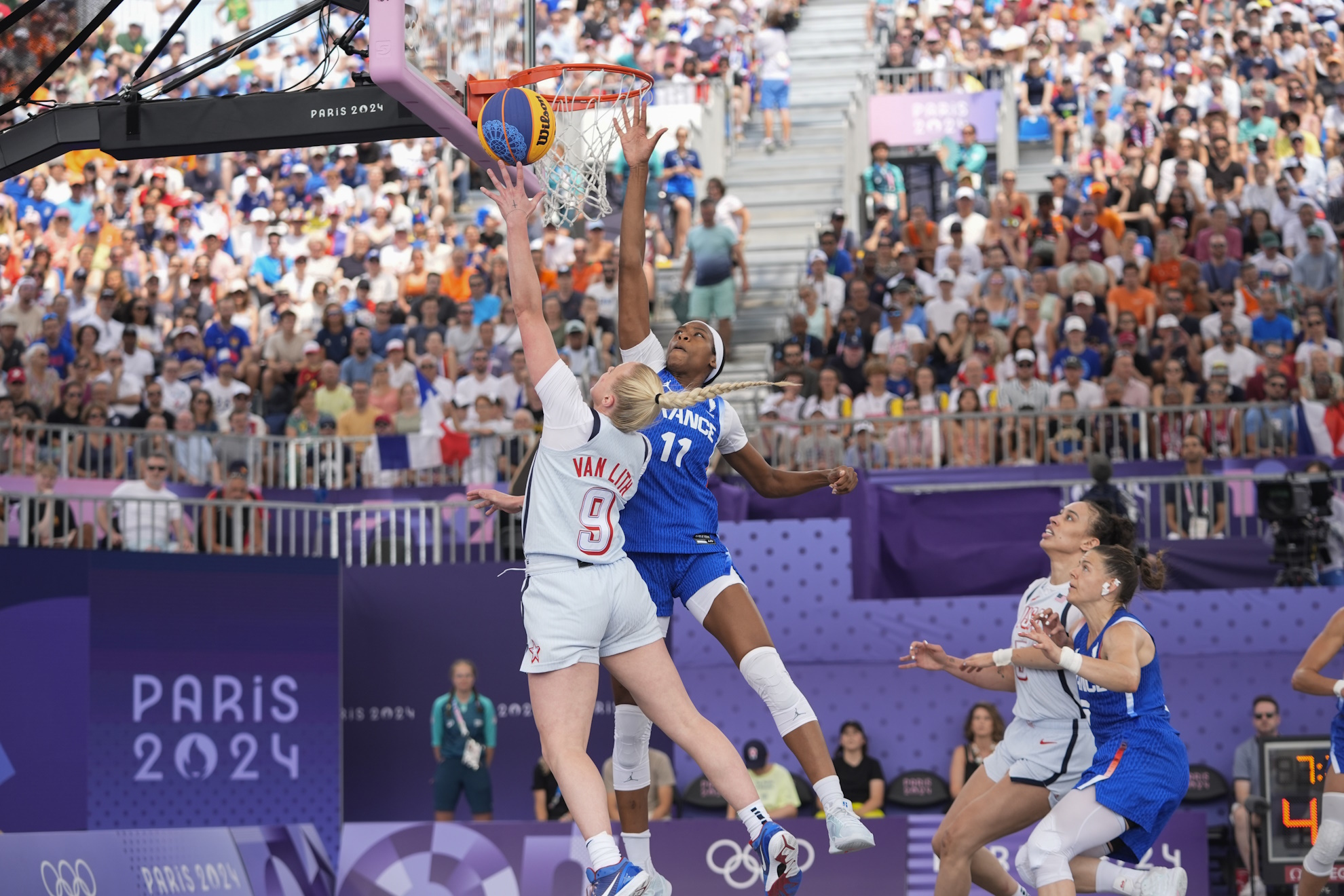 Paris Olympics 3x3 Basketball Hailey Van Lith United States Myriam Djekoundade women 3x3 basketball Summer Olympics 2024 Paris France The United States