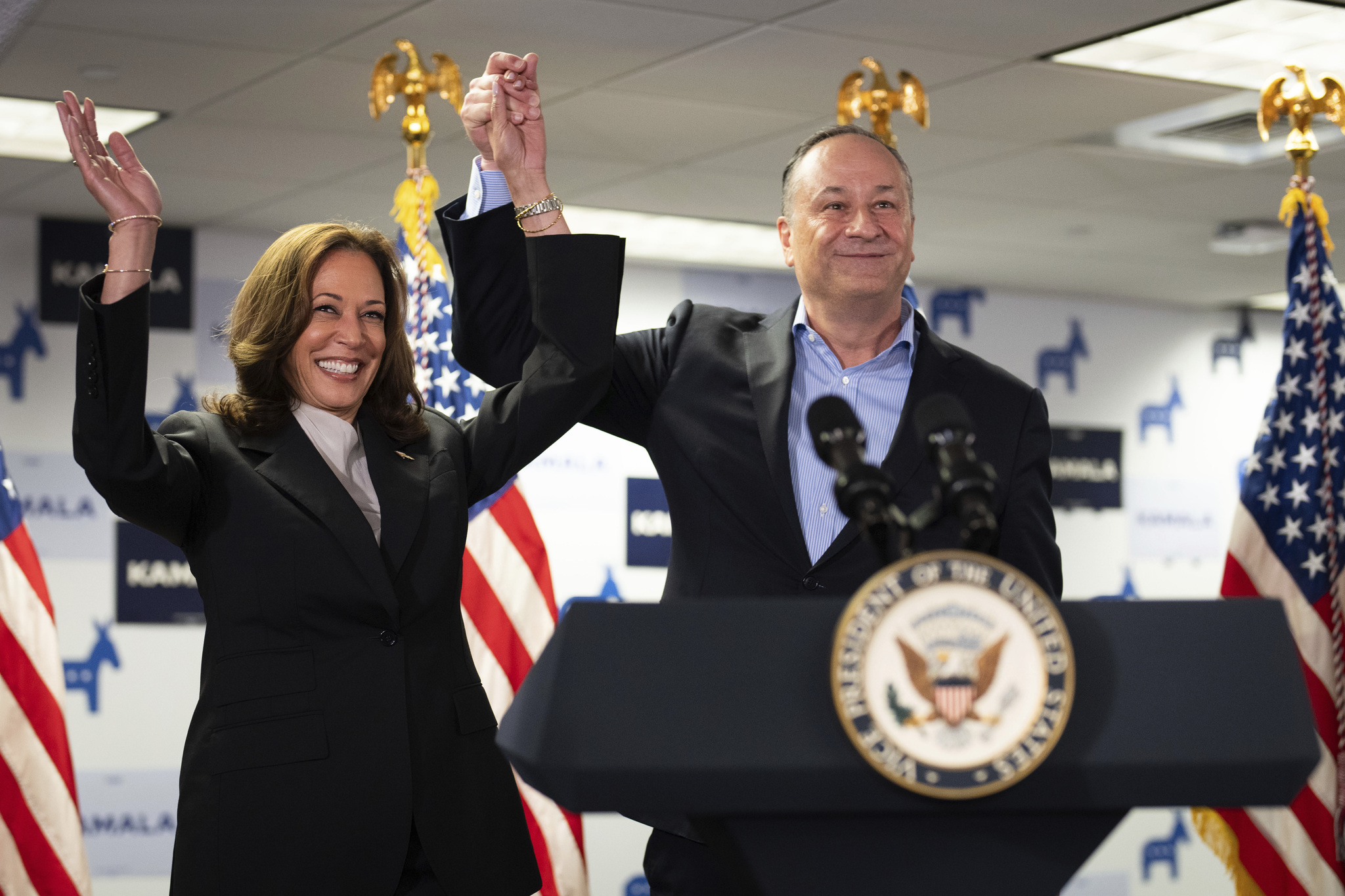 Vice President Kamala Harris, left, and second gentleman Doug Emhoff