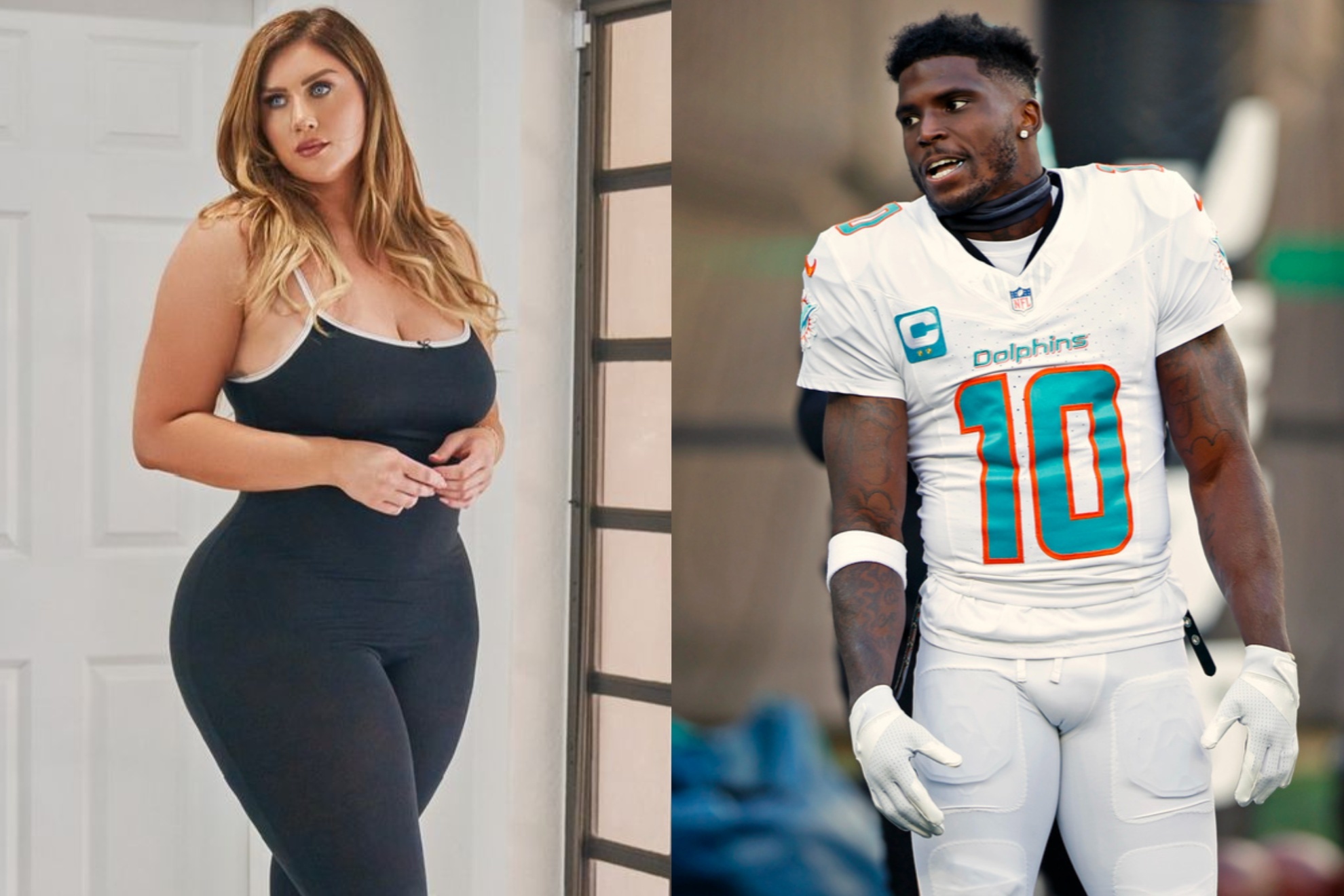 Sophie Hall and Tyreek Hill are involved in a legal dispute after the model broke her leg