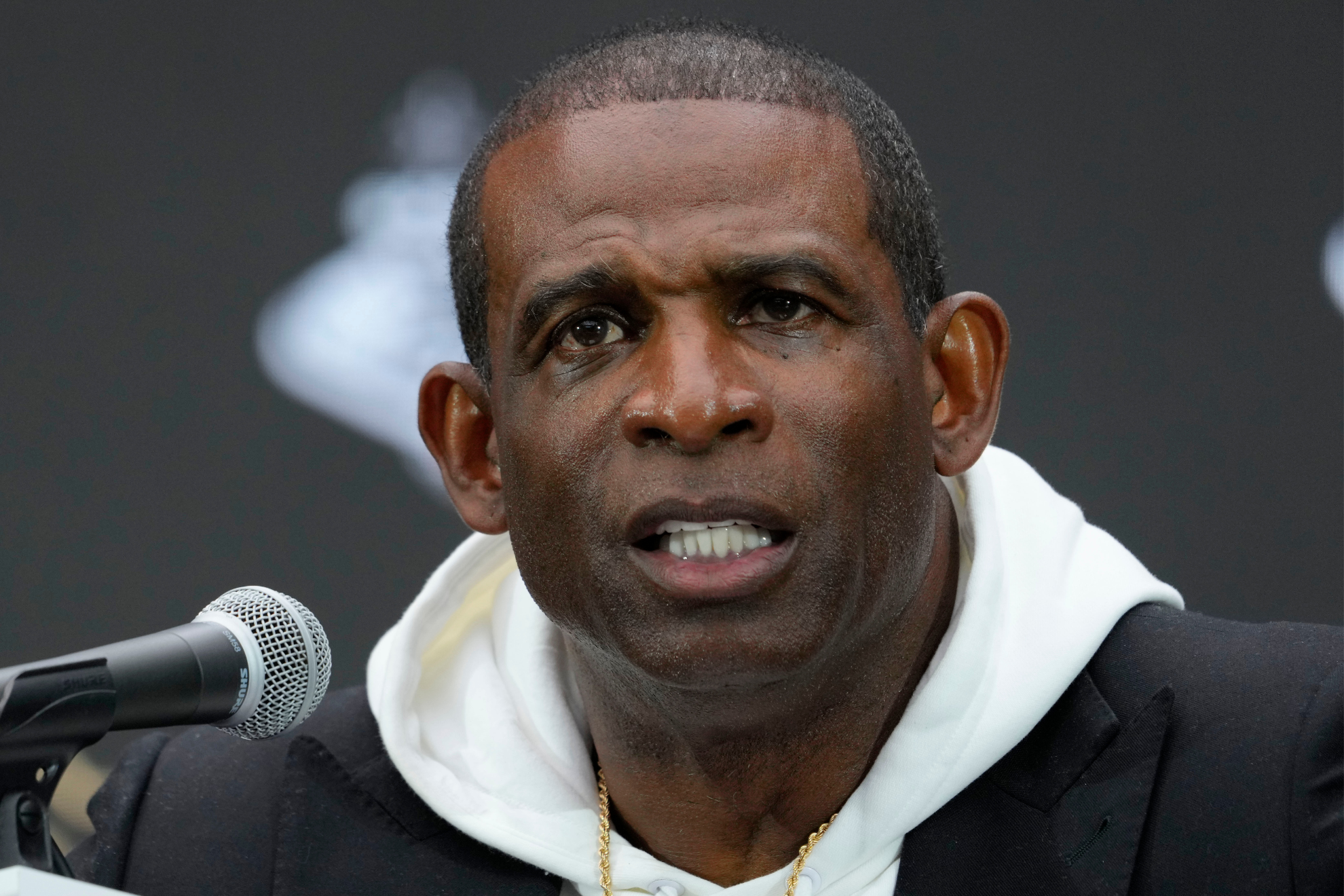 Deion Sanders during the Big 12 Media Days.