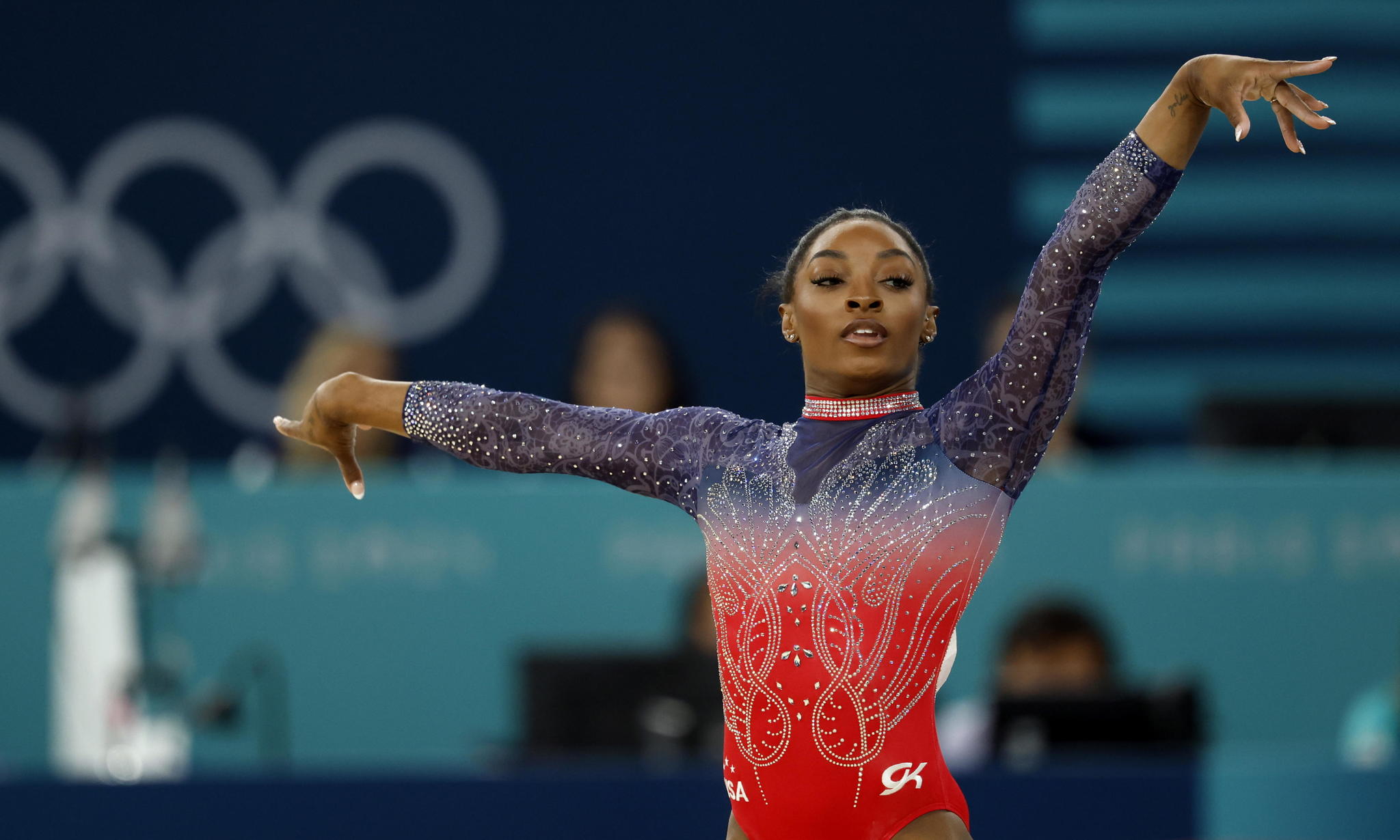 Simone Biles competes in the Women Floor Exercise final