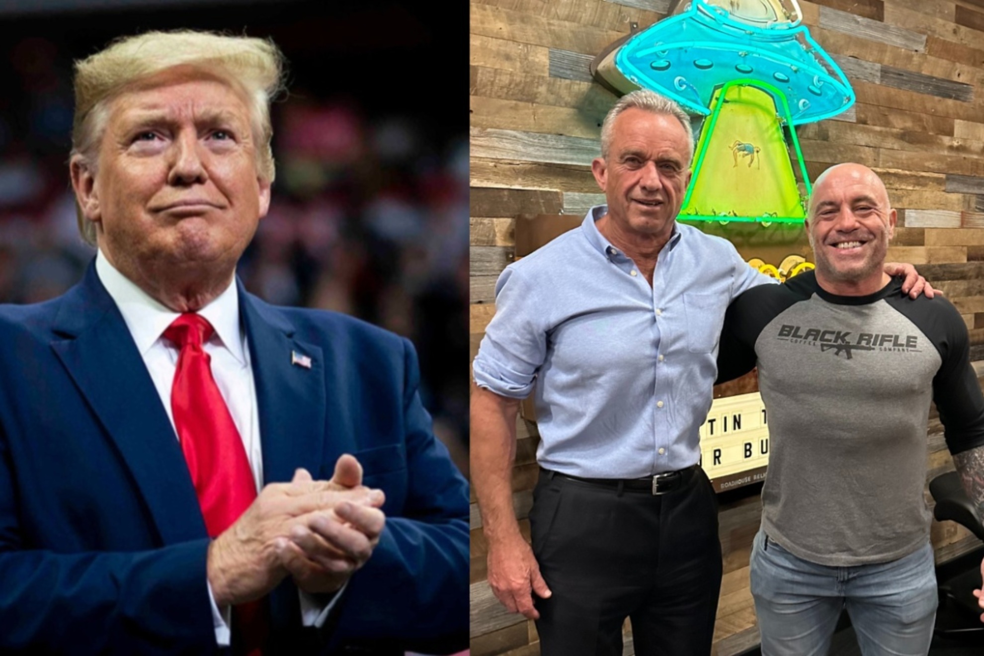 Donald Trump, Joe Rogan and RFK Jr. mashup image