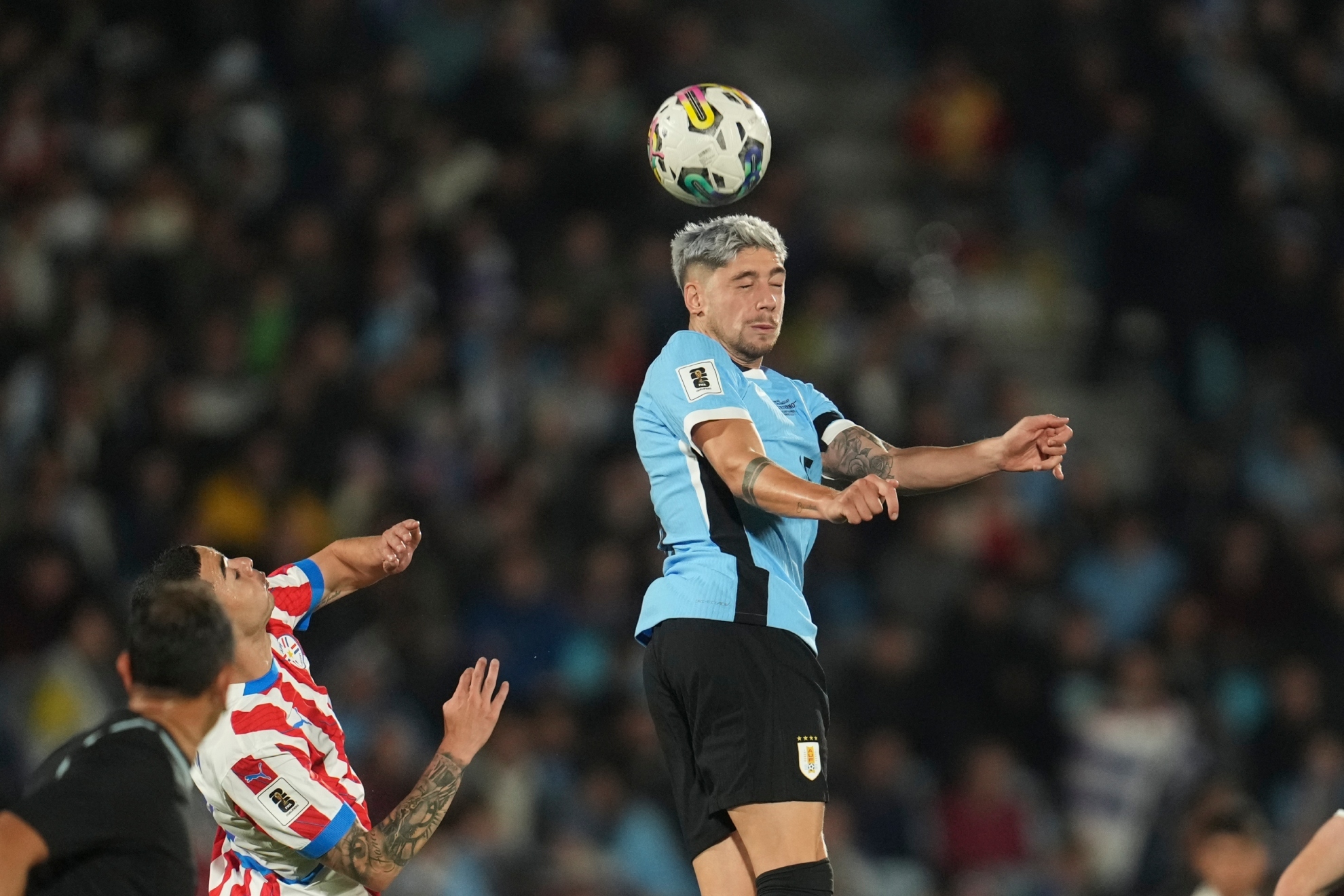 Valverde, durante el partido con Uruguay ante Paraguay.