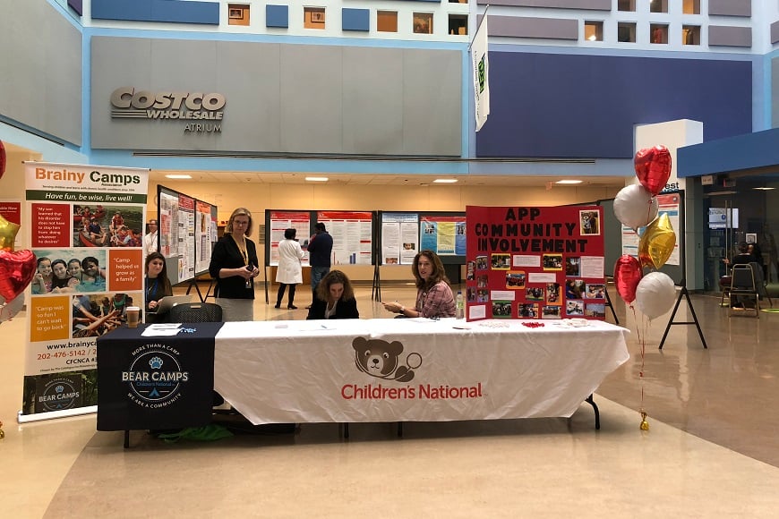 Advanced Practice Providers display table in the Costco Wholesale Atrium at Children's National Hospital.