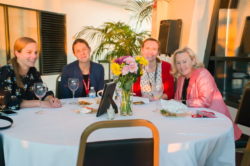 Advanced Practice Providers sitting at a dining table at the APP dinner.