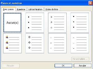 listes à puces dans word