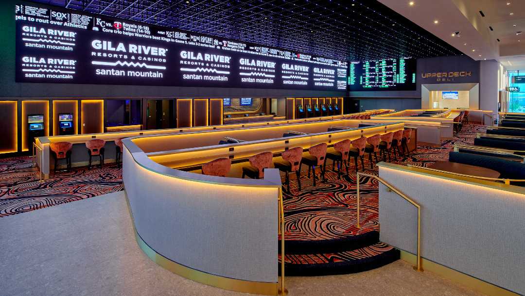 The interior of the BetMGM Sportsbook at Santan Mountain, in Chandler, AZ