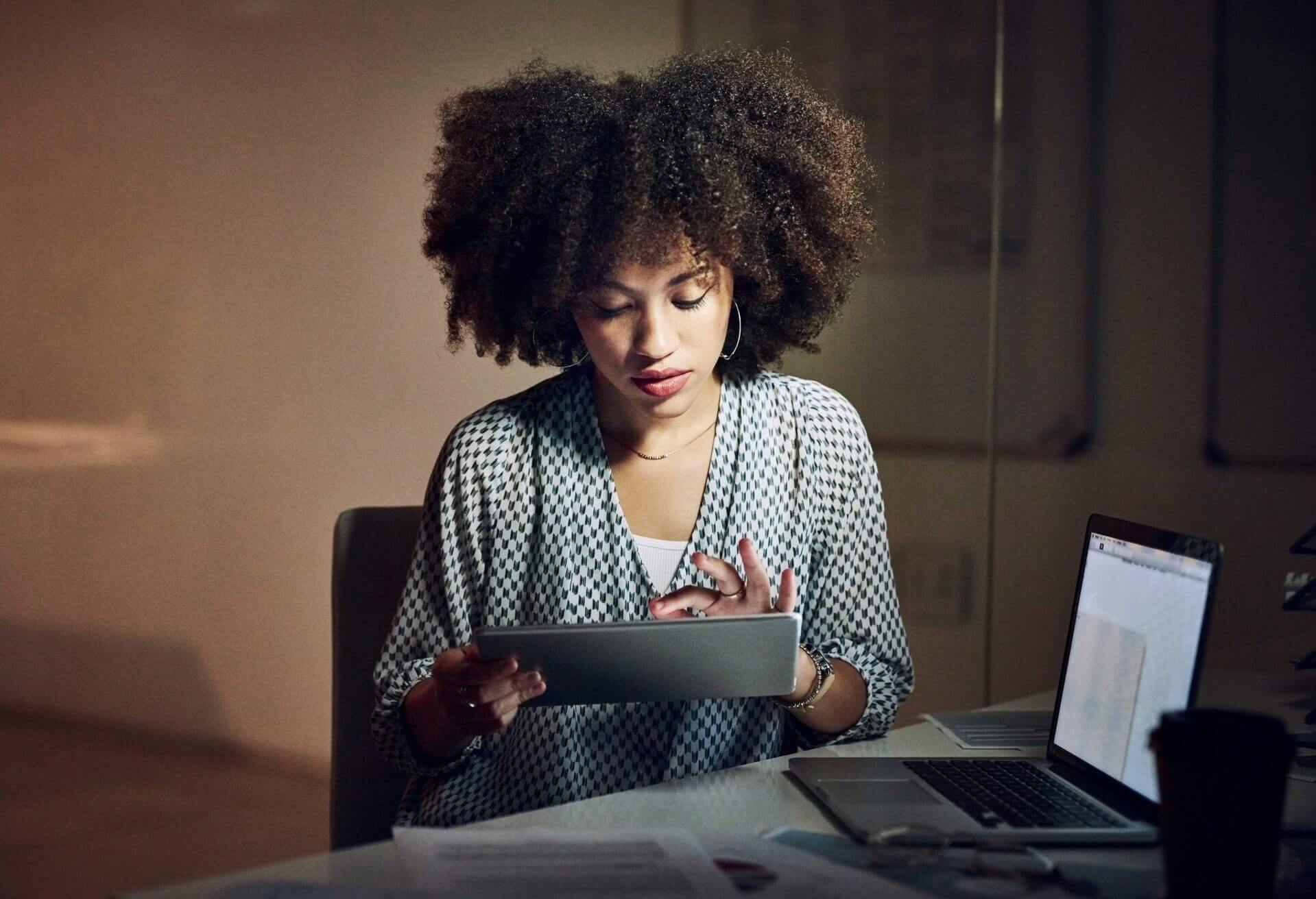 A woman in the office