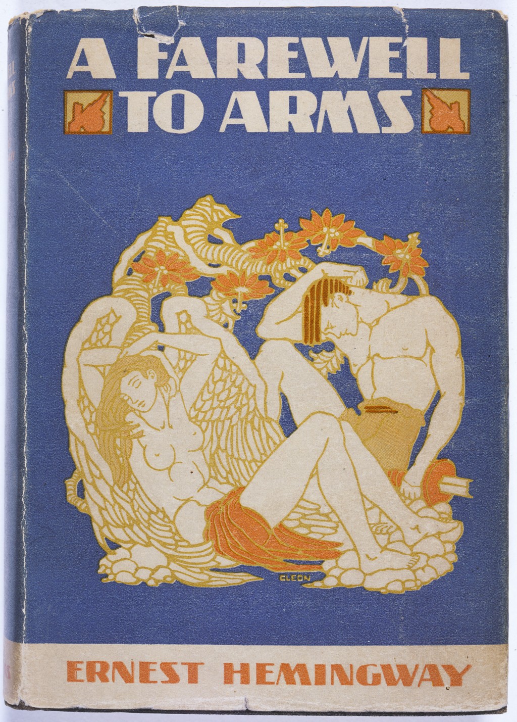 Cover of Ernest Hemingway's  A Farewell to Arms. (1929 cover. Princeton University Library.)
In 1933, Nazi students at more than 30 German universities pillaged libraries in search of books they considered to be "un-German." Among the literary and political writings they threw into the flames during the book burning were the works of Ernest Hemingway. 