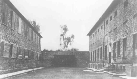 The Black Wall, between Block 10 (left) and Block 11 (right) in the Auschwitz concentration camp, where executions of inmates took ...