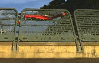 Autoridades cerraron el paso en el puente de la Madre Laura para verificar si esta bandera tenía explosivos o no. FOTO: CORTESÍA