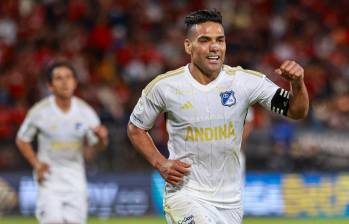 Falcao en medio del partido contra el DIM en su estreno en la Liga BetPlay 2024-2. FOTO: CUENTA DE X MILLONARIOS