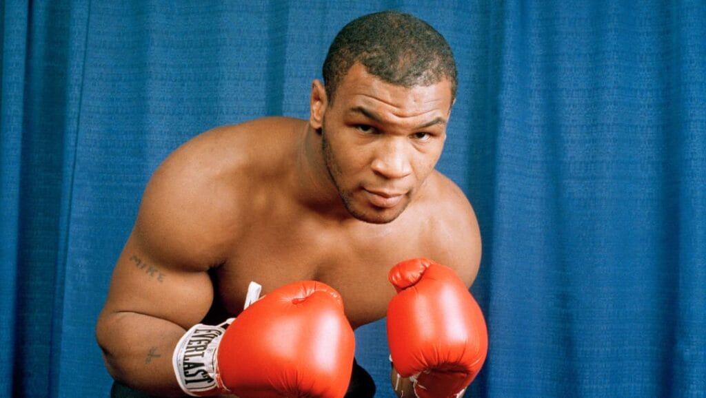 World heavyweight boxing champion Mike Tyson poses in 1988, location unknown.