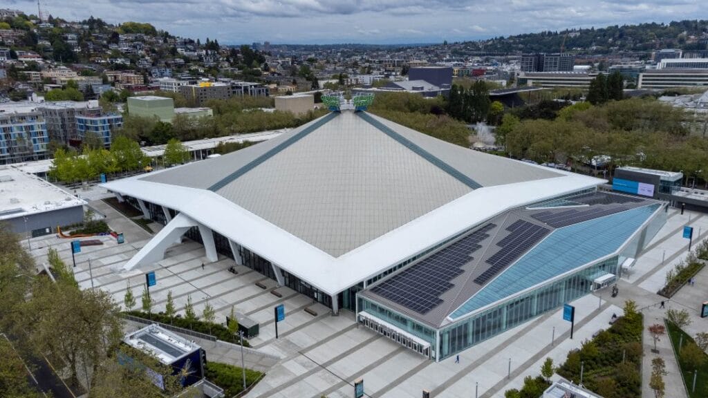 Climate Pledge Arena in Seattle, WA in May, 2022.