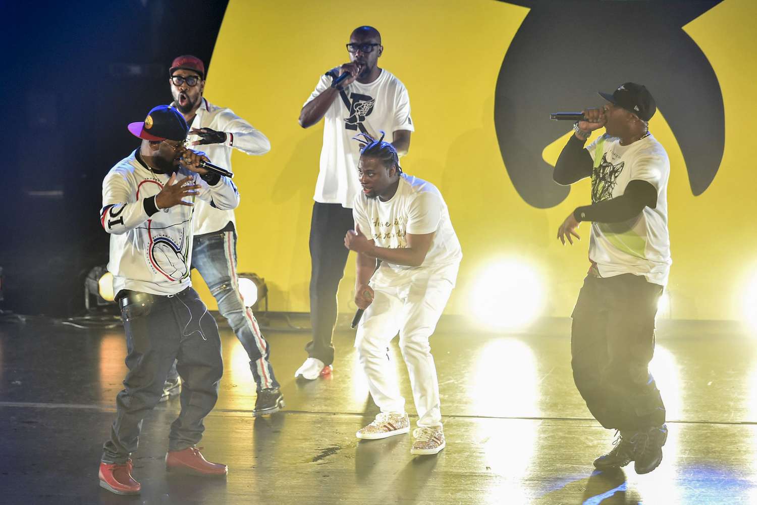 NEW YORK, NY - APRIL 25: RZA, Inspectah Deck, Ghostface Killah, Young Dirty Bastard, and Cappadonna perform live during Tribeca TV: Wu-Tang Clan: Of Mics And Men at the 2019 Tribeca Film Festival at Beacon Theatre on April 25, 2019 in New York City. (Photo by Steven Ferdman/Getty Images for Tribeca Film Festival)