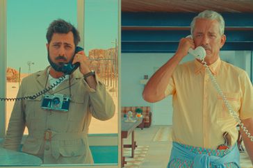 Jason Schwartzman as "Augie Steenbeck" and Tom Hanks as "Stanley Zak" in writer/director Wes Anderson's ASTEROID CITY, a Focus Features release.