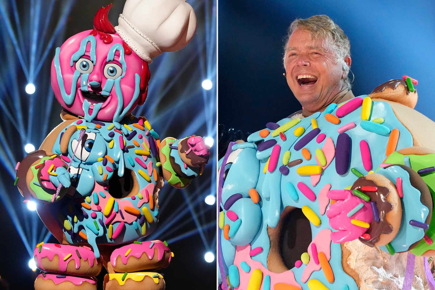 Donut in costume on 'The Masked Singer' // unmasked on show as John Schneider  