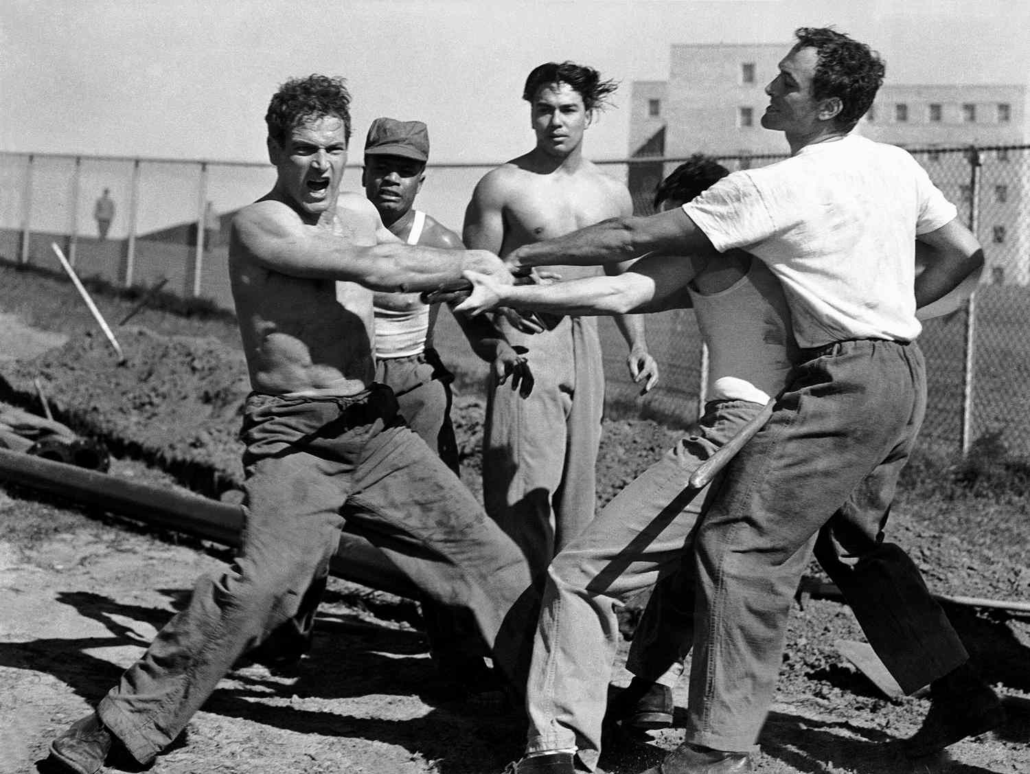 SOMEBODY UP THERE LIKES ME, Paul Newman (left), Robert Loggia (right), 1956