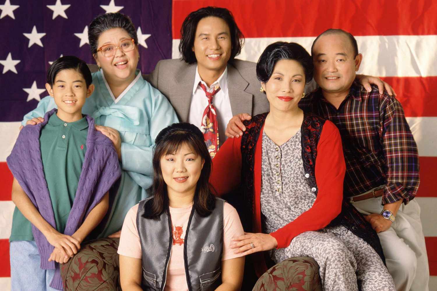 ALL-AMERICAN GIRL, J.B. Quon, Amy Hill, B.D. Wong, Jodi Long, Clyde Kusatsu, Margaret Cho (front), 1